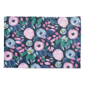 Pink Navy Blue Floral Bouquet Waterverf Patroon Kussensloop (Achterkant)