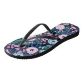 Pink Navy Blue Floral Bouquet Waterverf Patroon Teenslippers (Schuin)