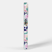 Pink Navy Blue Gold Waterverf Flowers Patroon Case-Mate iPhone Case (Achterkant / Rechts)