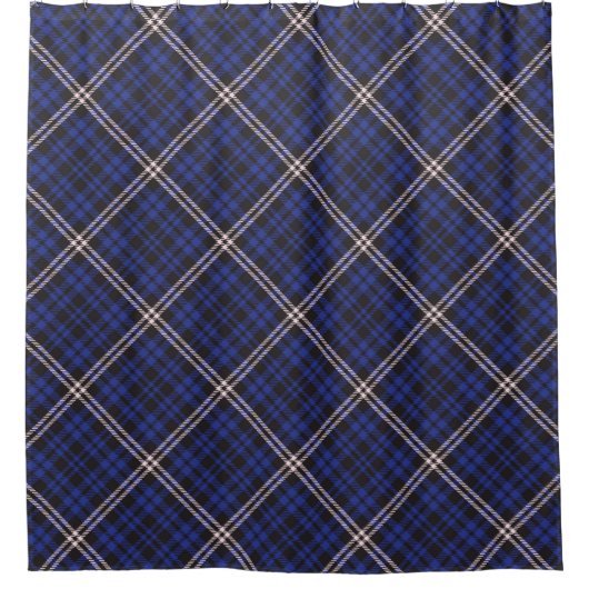 Pink Navy Diagonal Plaid Tartan textured Seamless Douchegordijn (Voorkant)