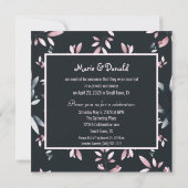 Pink Navy Elegant Waterverf Floral Wedding Aankondiging (Achterkant)
