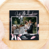 Pink Navy Elegant Waterverf Floral Wedding Aankondiging