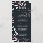 Pink Navy Elegant Waterverf Floral Wedding Menu (Voorkant / Achterkant)