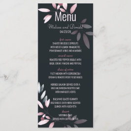 Pink Navy Elegant Waterverf Floral Wedding Menu