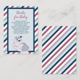 Pink & Navy Elephant Baby shower Boeken voor Baby Informatiekaartje