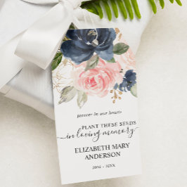 Pink Navy Floral Seed Packet Memorial Funeral Cadeaulabel