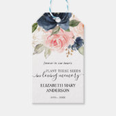Pink Navy Floral Seed Packet Memorial Funeral Cadeaulabel (Voorkant)