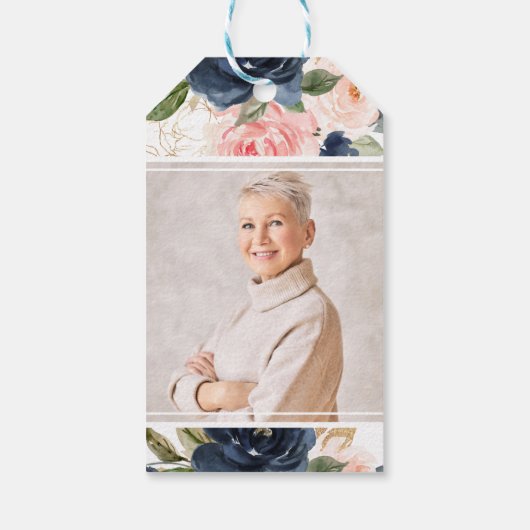 Pink Navy Floral Seed Packet Memorial Funeral Cadeaulabel (Achterkant)