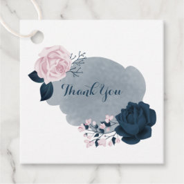 Pink & Navy Flowers Bedankt Favoriet Tags Bedankjes Labels