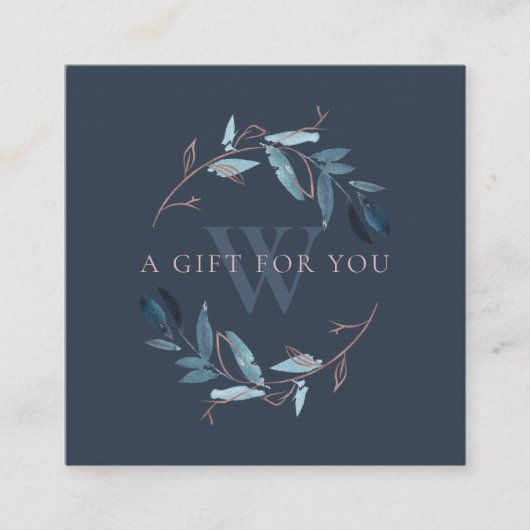 PINK NAVY FOLIAGE INITIAAL WREATH GIFT CERTIFICAAT (Voorkant)