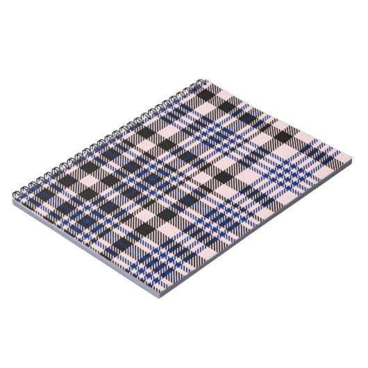 Pink Navy Glen Plaid textured seamless patternabst Notitieboek (Linkerzijde)