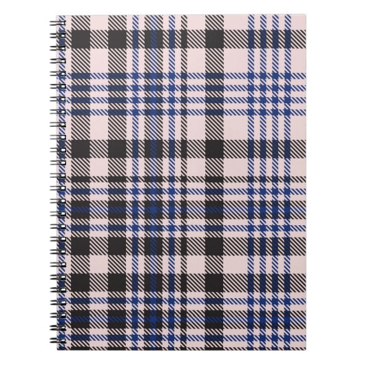 Pink Navy Glen Plaid textured seamless patternabst Notitieboek (Voorkant)