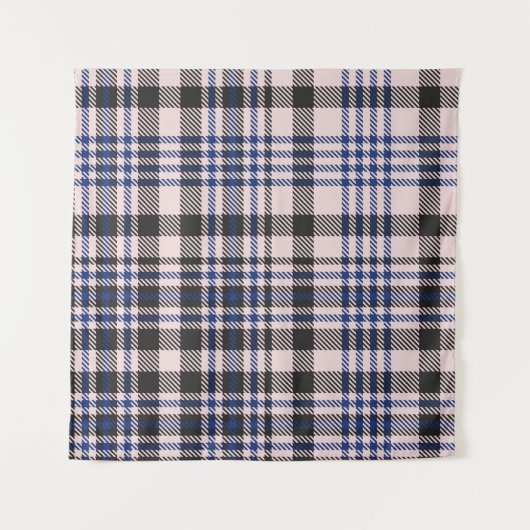 Pink Navy Glen Plaid textured seamless patternabst Wandkleed (Voorkant)