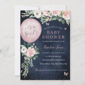 Pink Navy Het is een meisje ballon Baby shower Kaart (Voorkant)