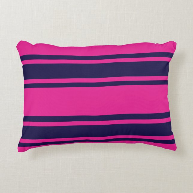 Pink Navy Stripes Accent Kussen (Voorkant)