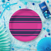 Pink Navy Stripes Papieren Bordje (Feest)