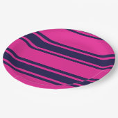 Pink Navy Stripes Papieren Bordje (Gekanteld)