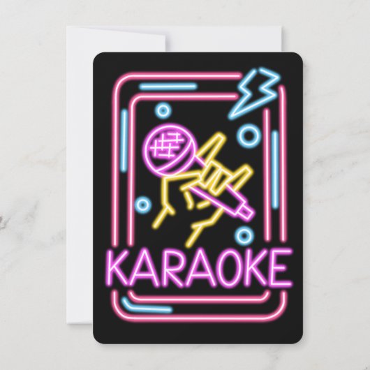 Pink Neon Black Karaoke 200th Birthday Party Kaart (Achterkant)
