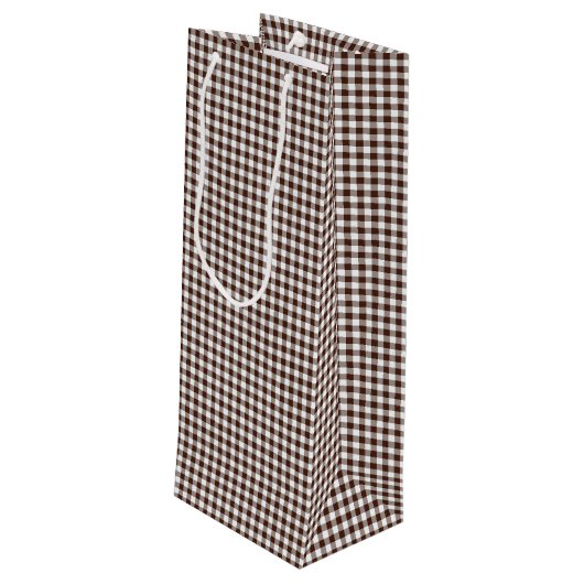 Pink-Neon-Brown Coll.-GINGHAM 05-WINE GIFT BAG Wijn Cadeautas (Achterkant Gekanteld)
