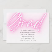 Pink Neon Elegant Ombre Afstudeerder Foto: Kaart (Achterkant)