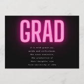 Pink Neon Elegant Ombre Afstudeerder Foto Party In Kaart (Achterkant)