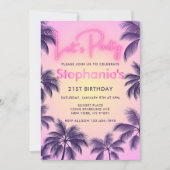 Pink Neon Glow Laten we palmbomen feesten in zonso Kaart (Voorkant)