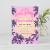 Pink Neon Glow Laten we palmbomen feesten in zonso Kaart (Staand voorkant)