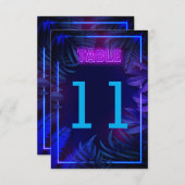 Pink Neon Glow Party Downloadbaar Tafelnummer (Voorkant / Achterkant)