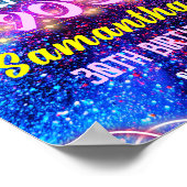 Pink Neon Glow Terug naar de jaren 90 Verjaardag W Poster (Hoek)