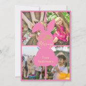 Pink Neon Happy Easter Bunny Ears 4 foto's Collage Feestdagenkaart (Voorkant)