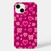 Pink Neon Hearts and Stars iPhone Case (Achterkant)
