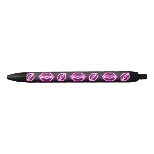 Pink Neon Kiss Zwarte Inkt Pen (Voorkant)