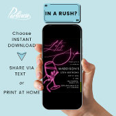 Pink Neon Laten we nippen wijn verjaardag meisjes  Kaart