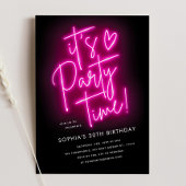 Pink Neon Light Verjaardag Uitnodigen voor vrouwen Kaart