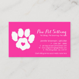 Pink Neon Pet Sitter Social Media Dog Cat Paw Visitekaartje