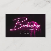 Pink Neon Smoke Barbershop Handgeschreven script Visitekaartje (Voorkant)
