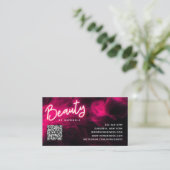 Pink Neon & Smoke Lash Salon QR Code Loyalty Card Visitekaartje (Staand voorkant)