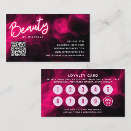 Pink Neon & Smoke Lash Salon QR Code Loyalty Card Visitekaartje