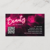 Pink Neon & Smoke Lash Salon QR Code Loyalty Card Visitekaartje (Voorkant)