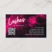 Pink Neon & Smoke Lash Salon QR Code Loyalty Card Visitekaartje (Voorkant)