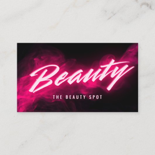 Pink Neon & Smoke Lash Tech QR Code & Socials Visitekaartje (Voorkant)