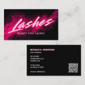 Pink Neon & Smoke Lash Tech QR Code & Socials Visitekaartje (Voorkant / Achterkant)