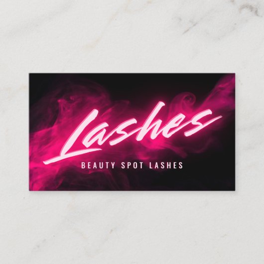 Pink Neon & Smoke Lash Tech QR Code & Socials Visitekaartje (Voorkant)