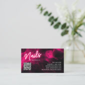 Pink Neon & Smoke Nail Salon QR Code Loyalty Card Visitekaartje (Staand voorkant)