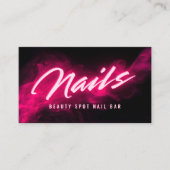 Pink Neon & Smoke Nail Salon QR Code & Socials Visitekaartje (Voorkant)
