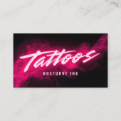 Pink Neon & Smoke Tattoo Artist QR Code Visitekaartje (Voorkant)