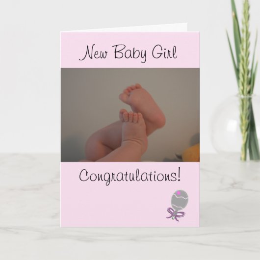 Pink New Baby Girl Gefeliciteerd Kaart (Voorkant)