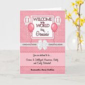 Pink New Baby Girl Gemini Gefeliciteerd Kaart (Gele Bloem)