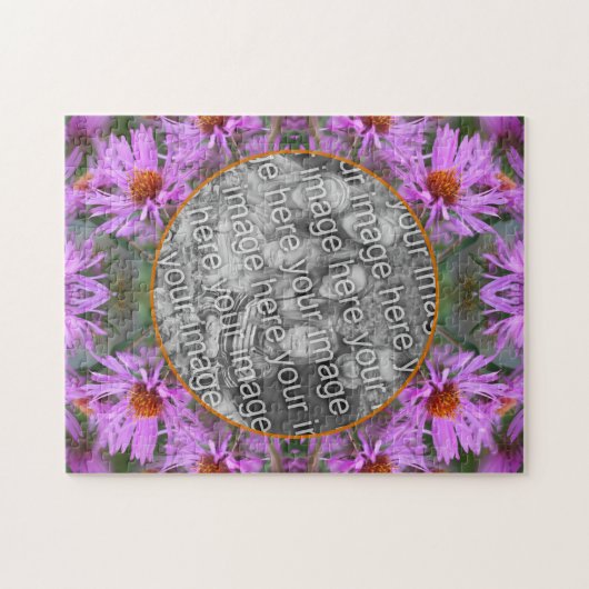 Pink New England Aster Flowers Uw foto toevoegen Legpuzzel (Horizontaal)
