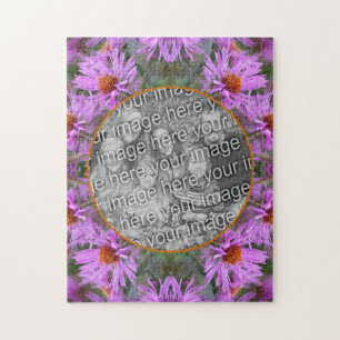 Pink New England Aster Flowers Uw foto toevoegen Legpuzzel